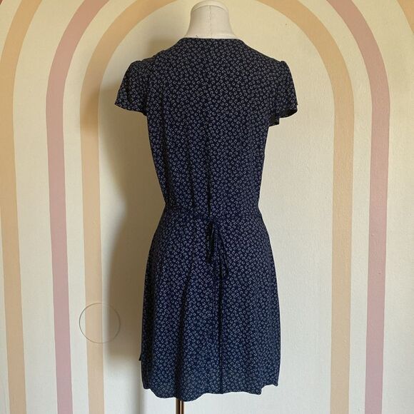 Brandy Melville Navy Blue Floral Robbie Tie Wrap Dress - Picture 7 of 13